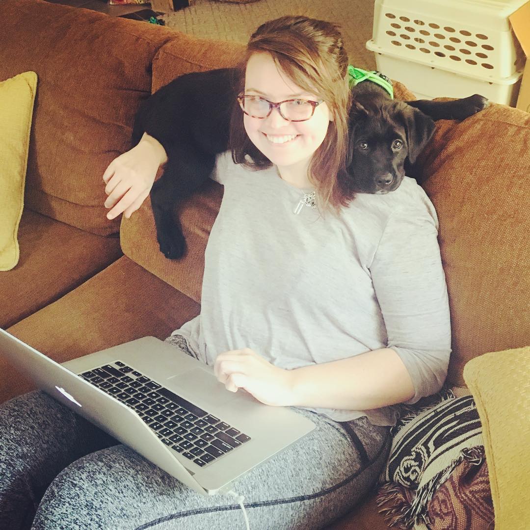 Londynn working alongside Nahla, her Lab